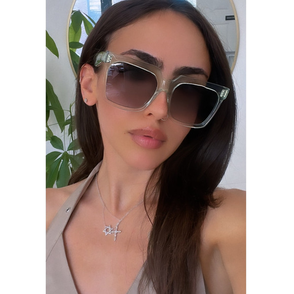 NEW Celine CL4055IN Tilda Square Sunglasses in Green - Picture 1 of 10